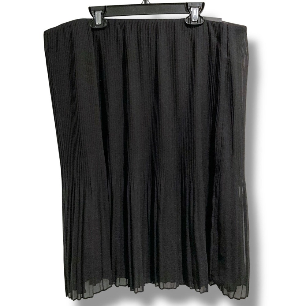 Alfani Woman’s XL Black Midi Skirt Lined Pleated Ruffle Overlay NWT